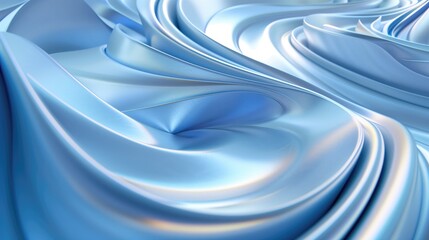 Abstract metallic 3d waves Minimalistic background with smooth chrome lines Modern blue banner with futuristic shapes Banner for web site design presentation Monochrome cover artwork