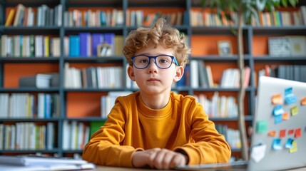 Aufkleber - A visually impaired student using tactile graphics to understand a lesson Stock Photo with copy space