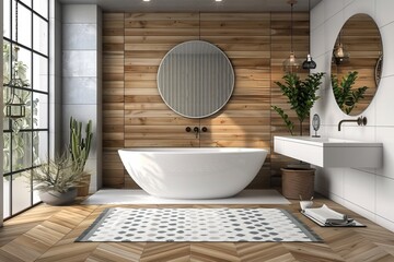 Bathroom interior in oriental style.	