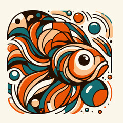 Wall Mural - illustration of a goldfish