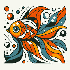 Wall Mural - illustration of a goldfish