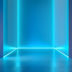 Poster - Vibrant Cyan Neon Background for Innovative Product Display