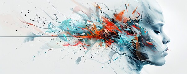 Poster - an abstract digital painting representing the chaos and clarity of a creative mind