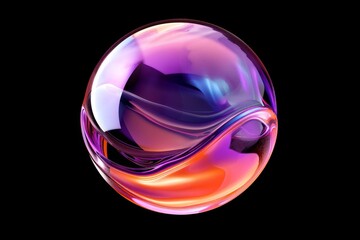 Fototapete - An abstract sphere with vibrant neon colors swirling around, creating a futuristic and dynamic glowing effect, perfect for digital art and design