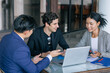 © Quality Stock Arts - Group of business people meeting. Business team marketing deal projects. Present work. Sign contract.