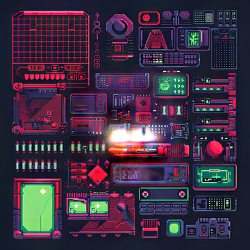 Futuristic SciFi Cyberpunk HUD Interface Elements