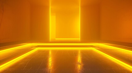 Wall Mural - Vibrant Yellow Neon Light Backdrop for Modern Product Showcasing and Advertising Concepts