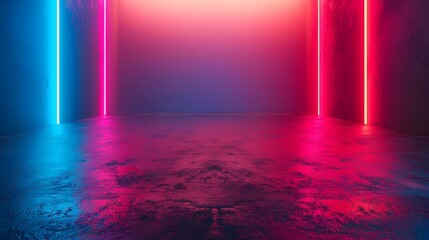 Poster - Bright Neon Red and Cyan Gradient Background with Soft Glow for Energetic Displays and Product Concepts