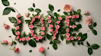 Wall Mural - Love Spelled Out in Pink Roses