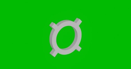 Poster - Animation of rotation of a white currency sign with shadow. Simple and complex rotation. Seamless looped 4k animation on green chroma key background