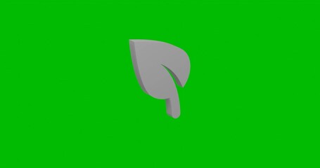 Poster - Animation of rotation of a white leaf symbol with shadow. Simple and complex rotation. Seamless looped 4k animation on green chroma key background