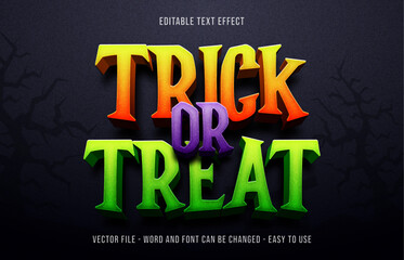 Wall Mural - Trick or treat editable text effect, halloween theme text style