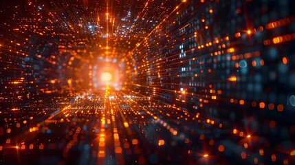 Poster - futuristic business cybernetic interface with real time data and network connectivity