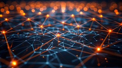 Poster - glowing abstract business network symbolizing connectivity and digital communication