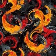 Sticker - a fire painting. Seamless pattern