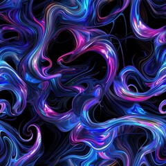 Wall Mural - Seamless pattern of blue-purple liquid on a black background