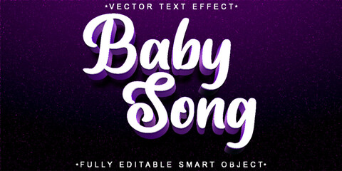 Poster - White Baby Song Vector Fully Editable Smart Object Text Effect