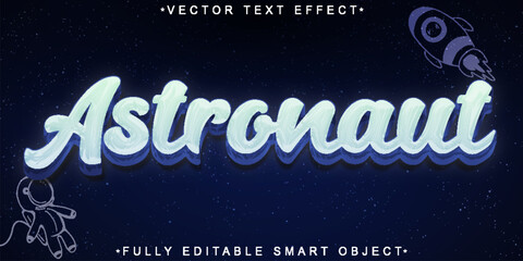 Wall Mural - Cartoon Astronaut Vector Fully Editable Smart Object Text Effect