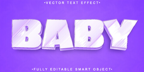 Poster - Cartoon Shiny Purple Baby Soft Vector Fully Editable Smart Object Text Effect