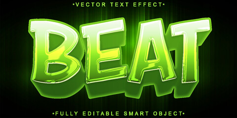 Poster - Green Shiny Music Beat Vector Fully Editable Smart Object Text Effect