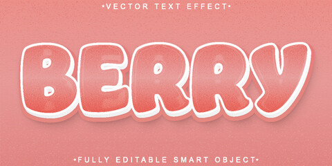 Poster - Cartoon Cute Berry Vector Fully Editable Smart Object Text Effect