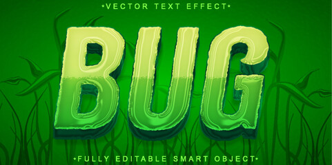 Poster - Cartoon Green Bug Vector Fully Editable Smart Object Text Effect
