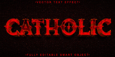 Poster - Red Catholic Vector Fully Editable Smart Object Text Effect