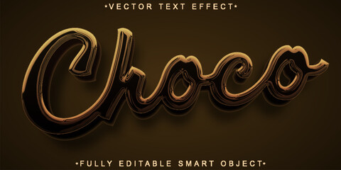 Poster - Liquid Shiny Brown Choco Vector Fully Editable Smart Object Text Effect