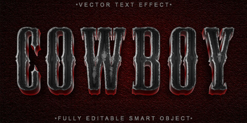 Poster - Dark Red Cowboy Vector Fully Editable Smart Object Text Effect