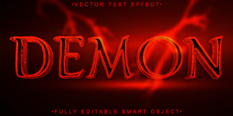 Poster - Red Horror Demon Vector Fully Editable Smart Object Text Effect
