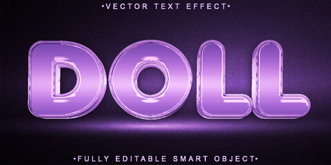 Poster - Pink Cute Doll Vector Fully Editable Smart Object Text Effect