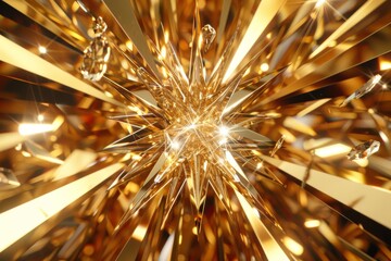 Explosive gold shards dynamic and vibrant design detailed and abstract artwork