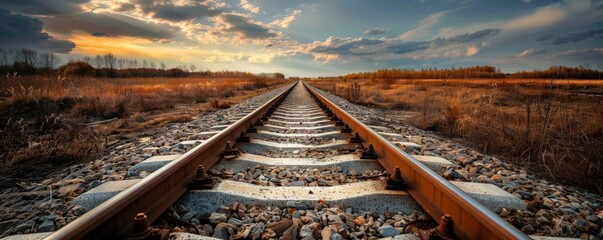 Wall Mural - infinite tracks of inspiration - minimalist railroad artwork wallpaper with dynamic lighting and dep