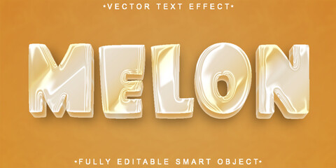 Poster - Cartoon Orange Fruit Melon Vector Fully Editable Smart Object Text Effect