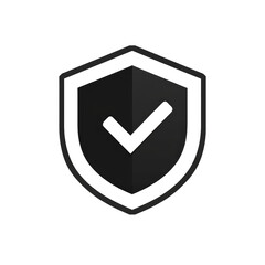 Wall Mural - shield protection icon with check mark sign, security shield checked icon black