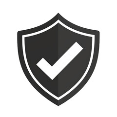 Wall Mural - shield protection icon with check mark sign, security shield checked icon black