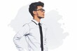 © Leo - Young man with glasses confident expression vibrant and modern illustration detailed and expressive artwork