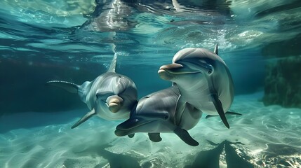 Dolphins swimming underwater