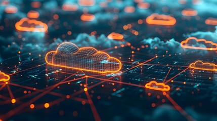 Poster - glowing cloud network symbolizing digital innovation and connectivity