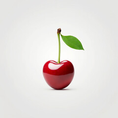 realistic one cherry clean white background isolated