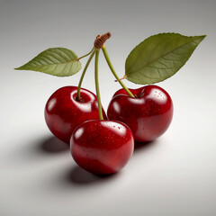 realistic one cherry clean white background isolated