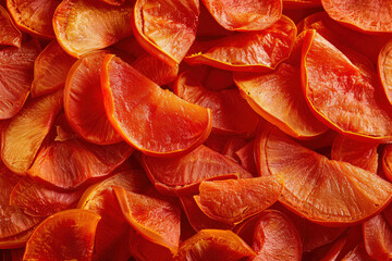 Wall Mural - Freshly Dried Persimmon Slices, Top View 