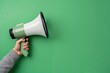 © MrHamster - Hand holding a megaphone on a bright green background