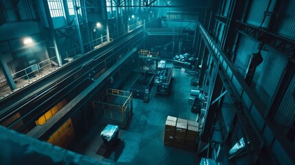 Poster - An Stock image of a bustling factory floor representing the industrial sector