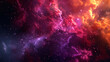 © Aina Tahir - Vibrant purple and orange nebula cloudscape, deep space background with glowing stars, cosmic abstract wallpaper texture