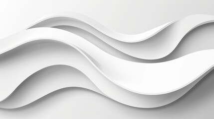 Wall Mural - Abstract white waves background, smooth elegant curves flow, dynamic 3d render illustration