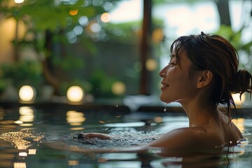 Canvas Print - a woman sitting in a pool of water