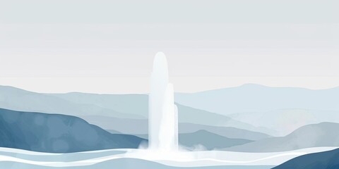 Poster - Gentle Geyser Eruption in Tranquil Landscape