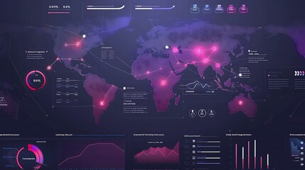 Wall Mural - Global Network Data Visualization analysis with interconnected Digital Data Points.