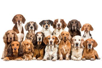 Wall Mural - fourteen dogs on a white background